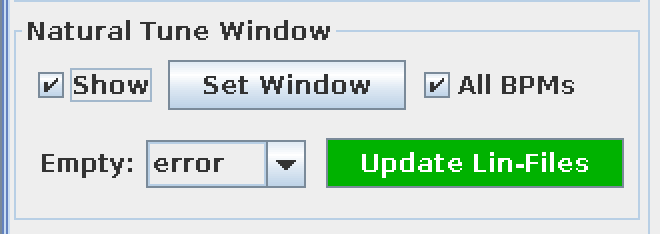 Frequency tab natural tune window controls.