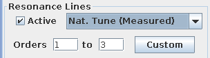 Frequency tab resonance lines controls.
