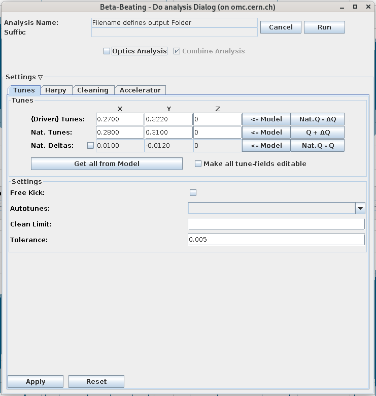 The Do-Analysis Dialogue with open settings