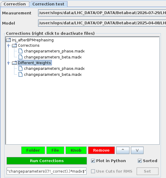 Correction test tree with two correction folders