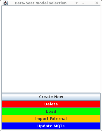 Model selection window.