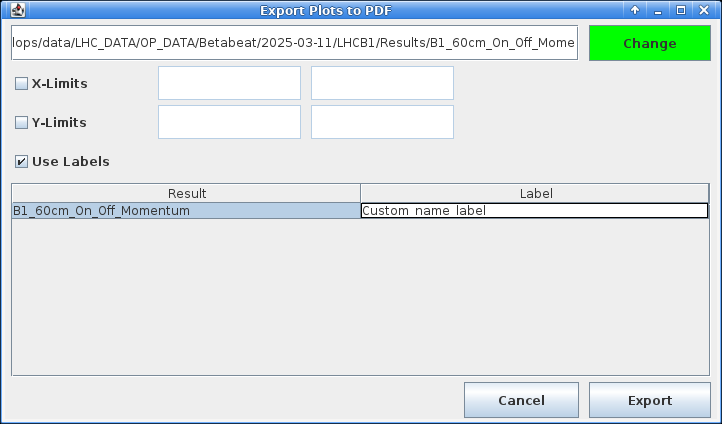 PDF Plot Export Dialogue