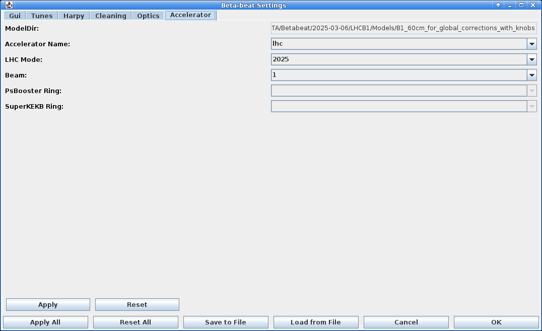 Accelerator settings tab.