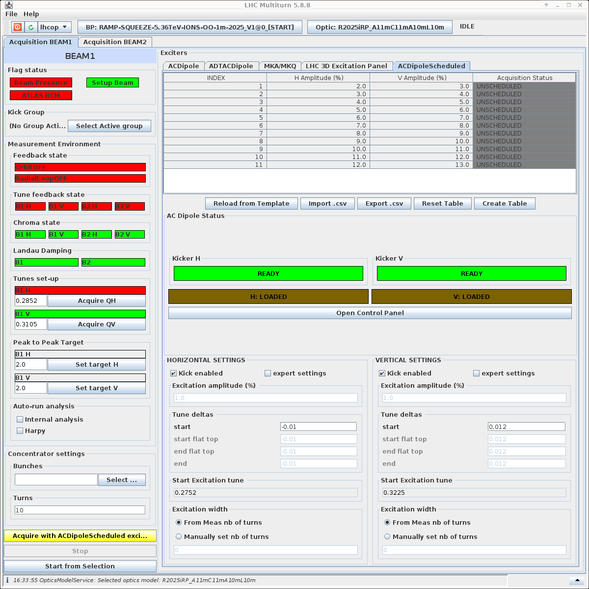 AC-Dipole Scheduler Tab