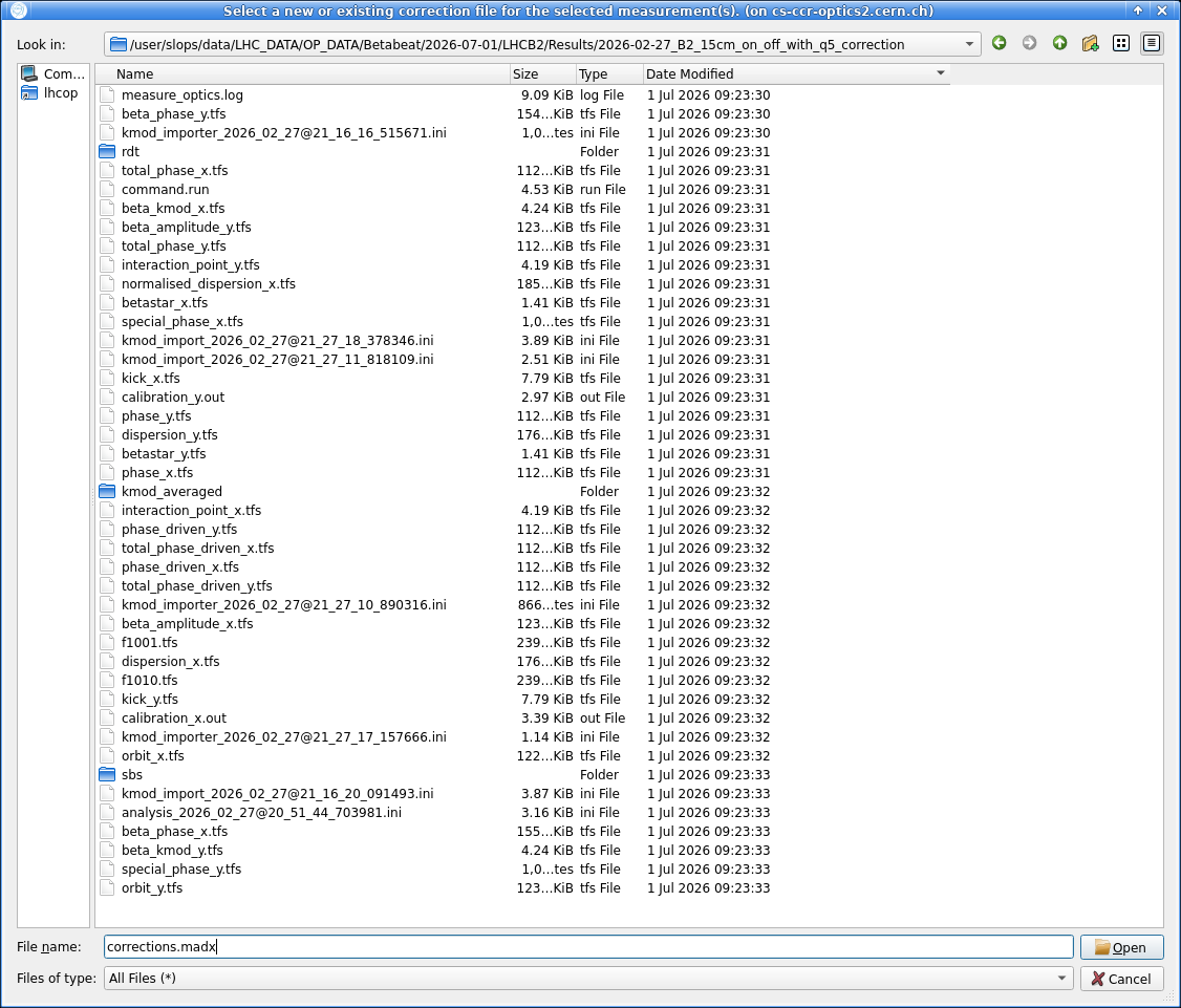 Correction File Dialog